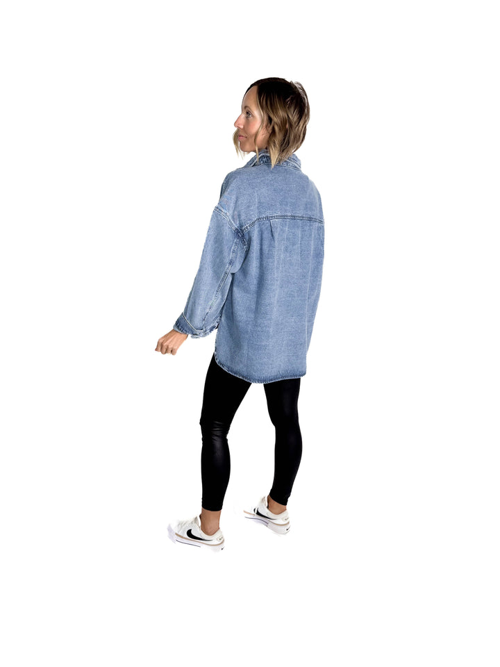 Sloane Denim Shacket- WASHED DENIM