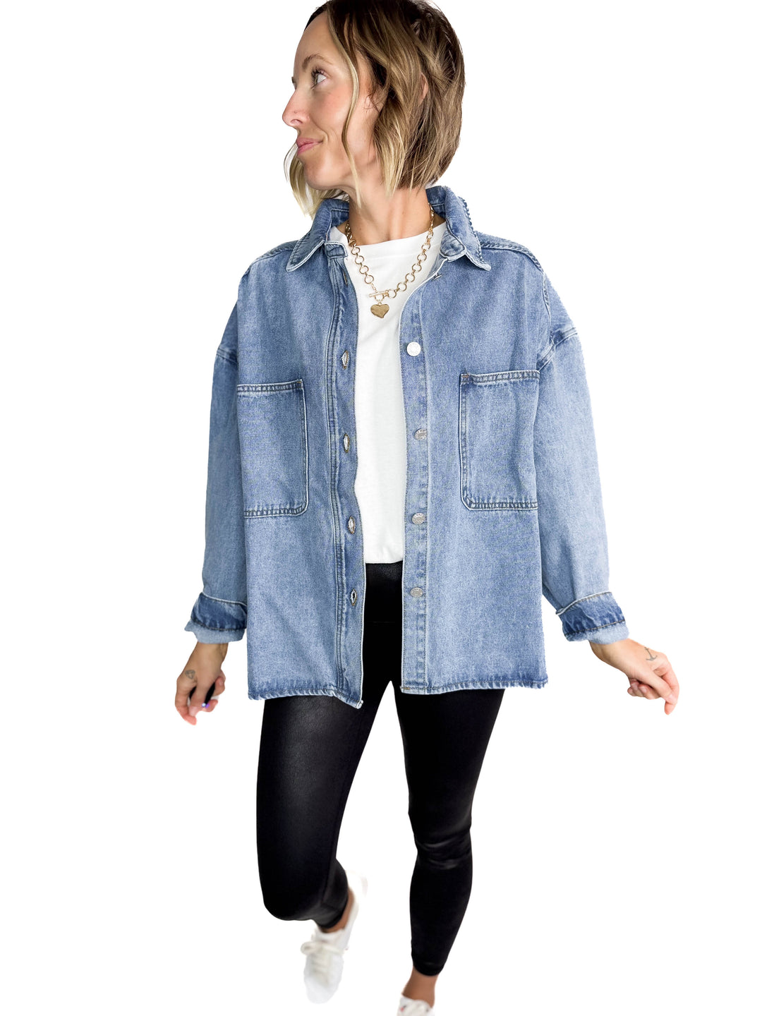 Sloane Denim Shacket- WASHED DENIM