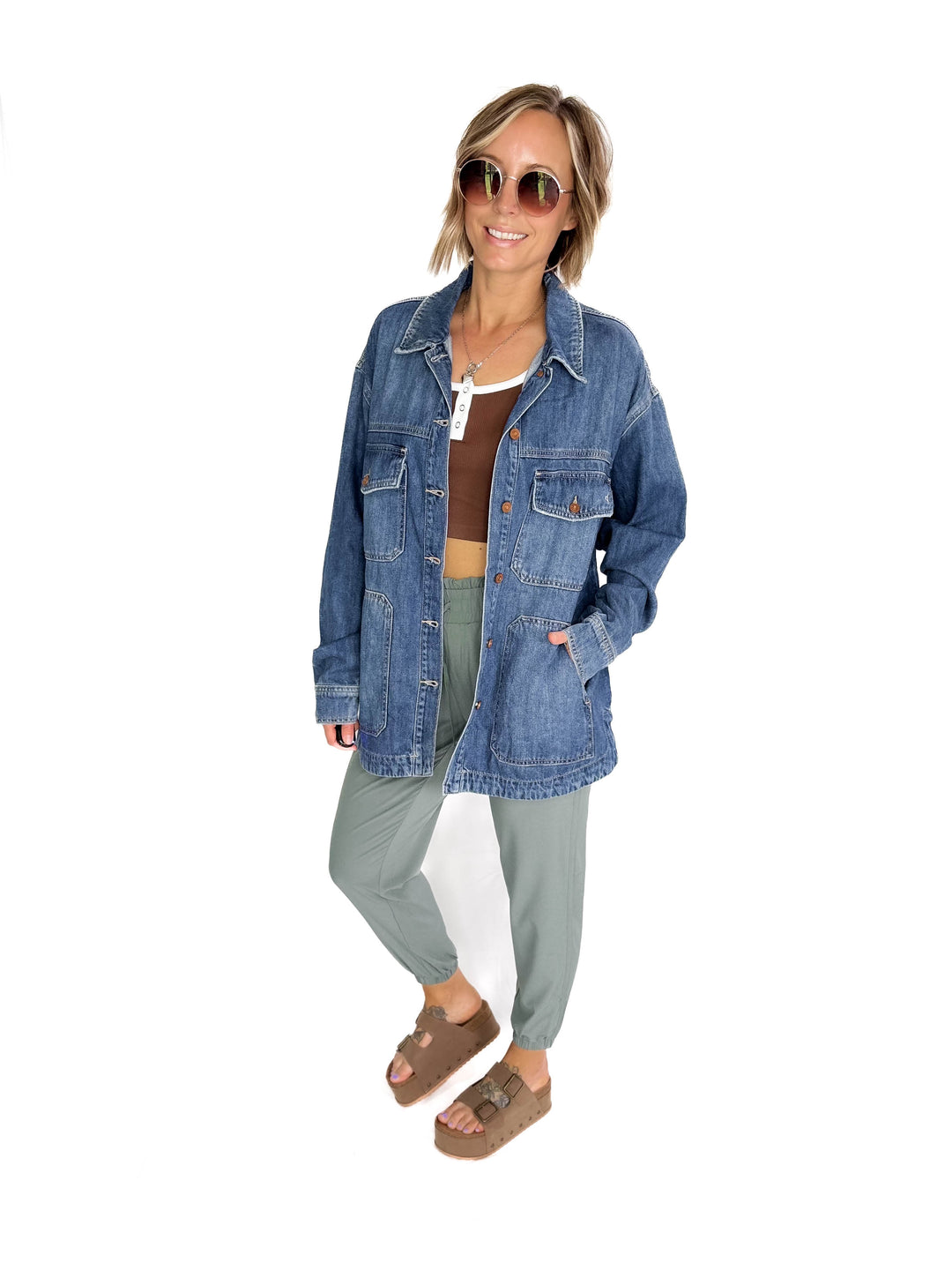 HIDDEN JEANS  Dakota Shacket- MEDIUM WASH-FINAL SALE