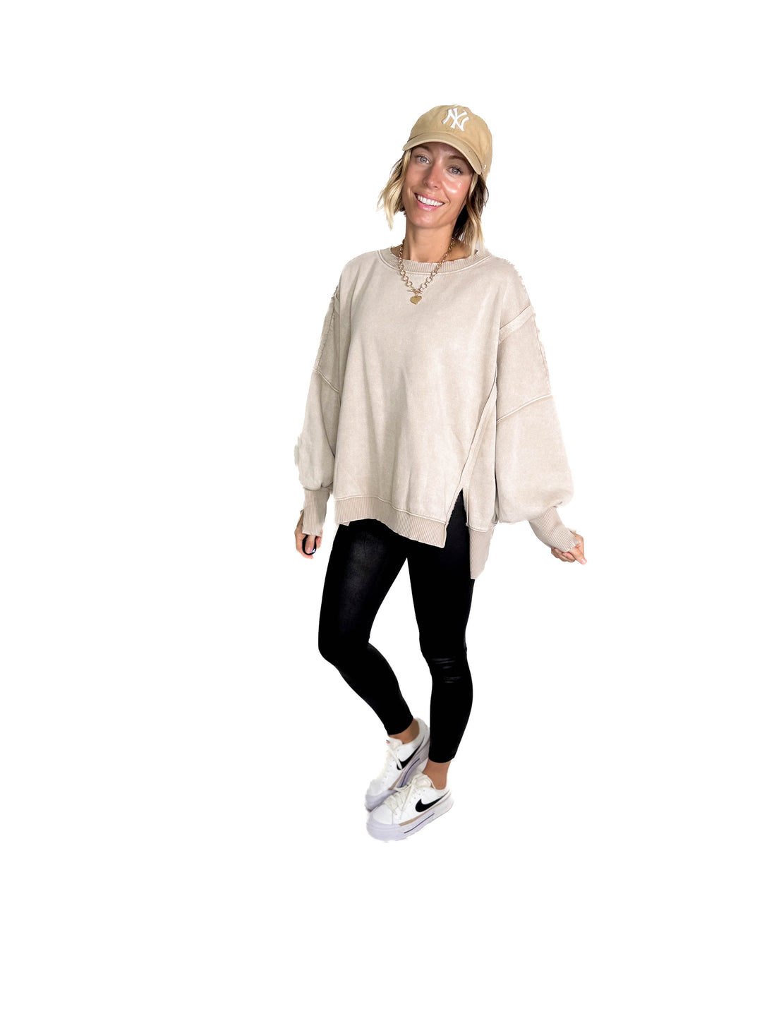 Mellow Acid Wash Fleece Sweatshirt- ASH MOCHA