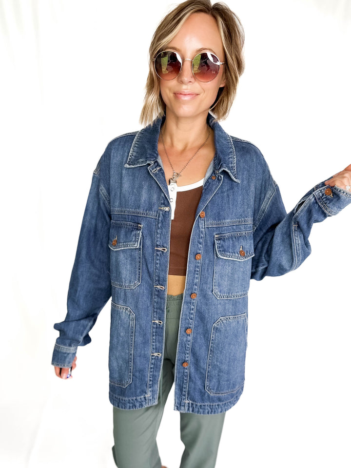 HIDDEN JEANS  Dakota Shacket- MEDIUM WASH-FINAL SALE