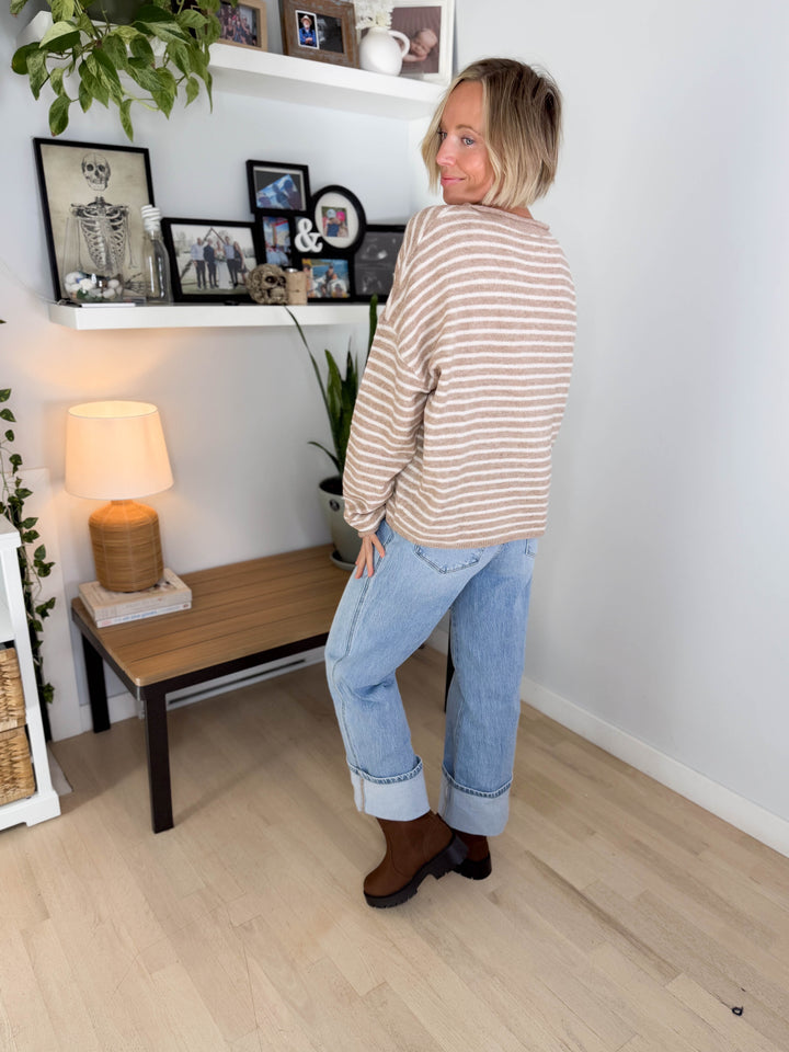 Quinn Button Down Sweater- MOCHA