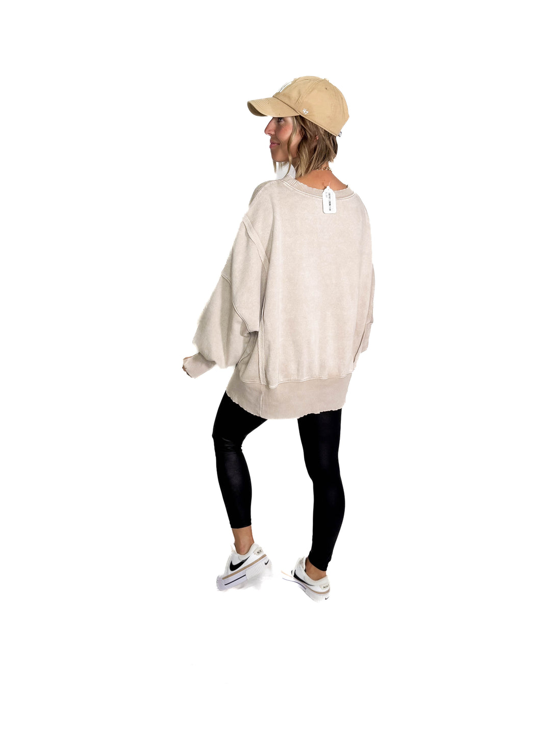 Mellow Acid Wash Fleece Sweatshirt- ASH MOCHA