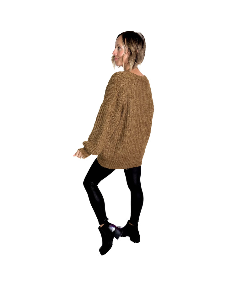 Monroe Oversized Button Sweater Cardigan- KHAKI