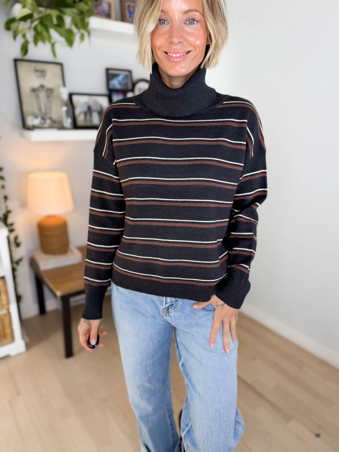 Novaree Turtleneck Sweater- CHARCOAL