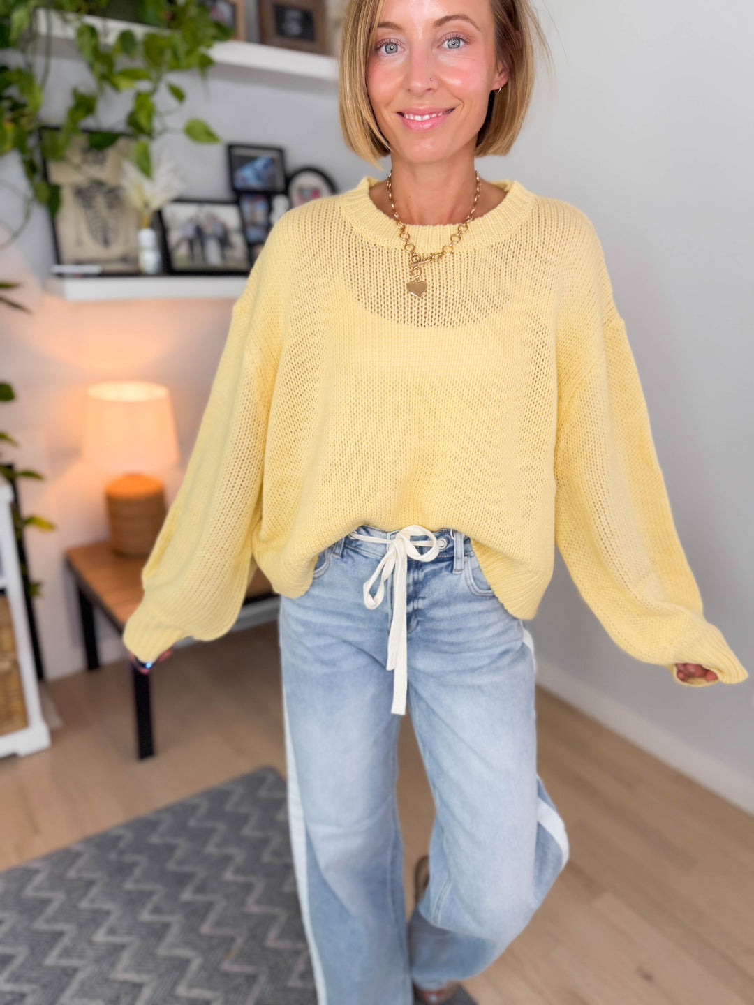 Rosie Balloon Sleeve Sweater- YELLOW