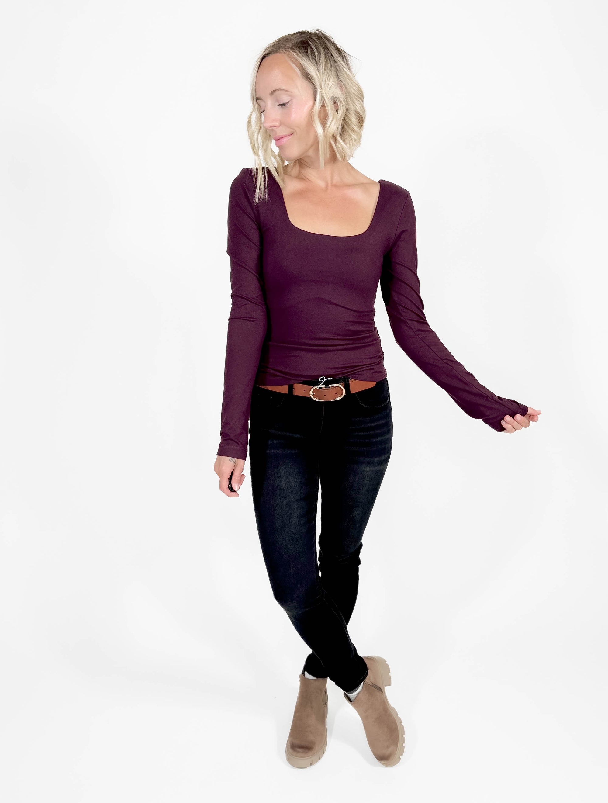 Only The Best Butter Long Sleeve- DARK WINE-FINAL SALE*L*