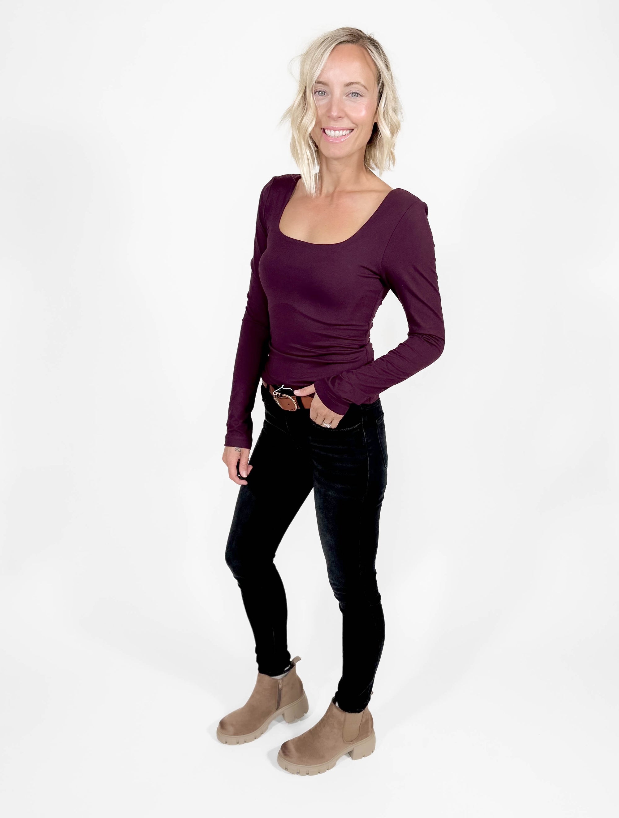 Only The Best Butter Long Sleeve- DARK WINE-FINAL SALE*L*