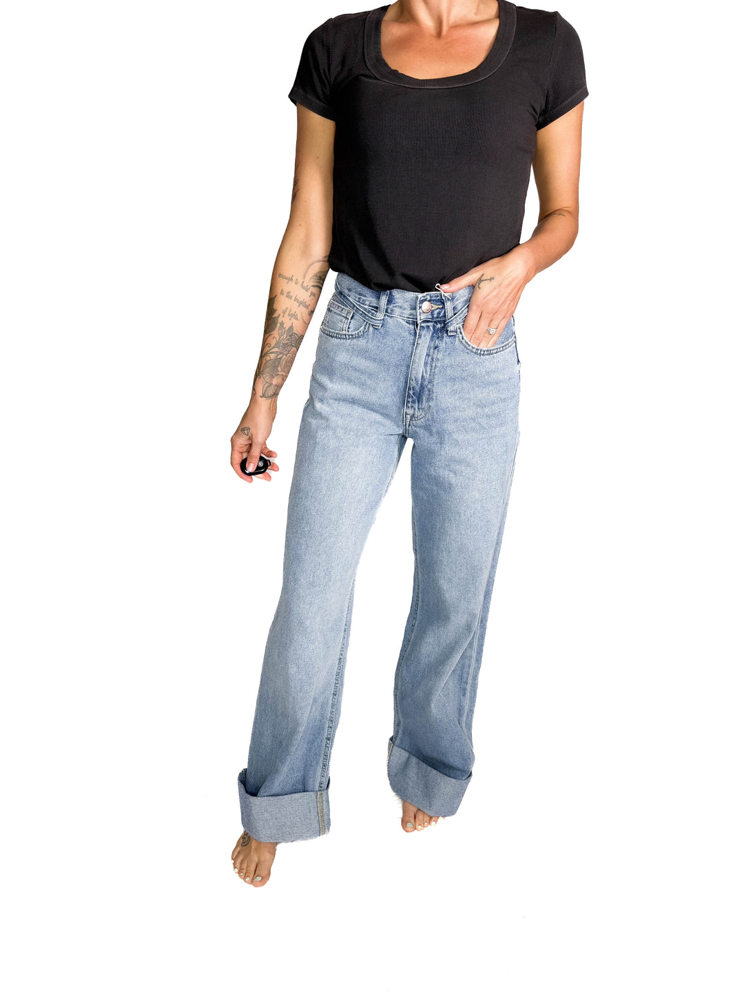 ONLY Bronwyn Removable Tie Waist Jean- LIGHT WASH