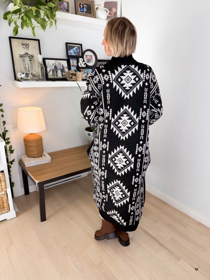Lennox Western Style Coatigan- BLACK & WHITE