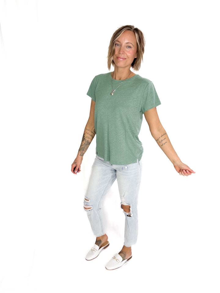 Solena Classic Round Hem Tee- SPRUCE-FINAL SALE