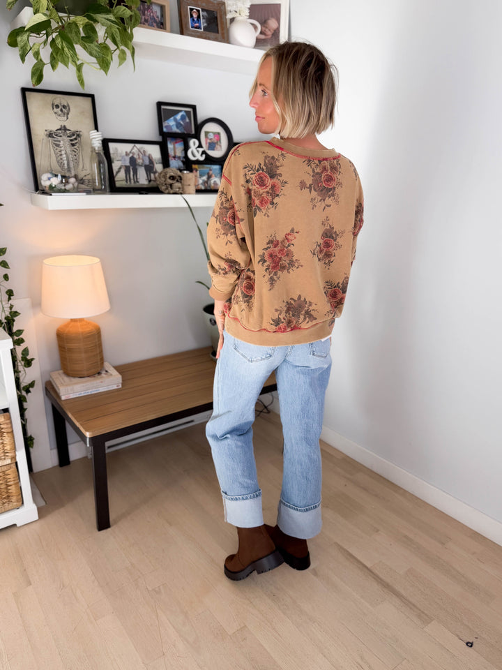 Nutmeg Floral Pullover- TOAST