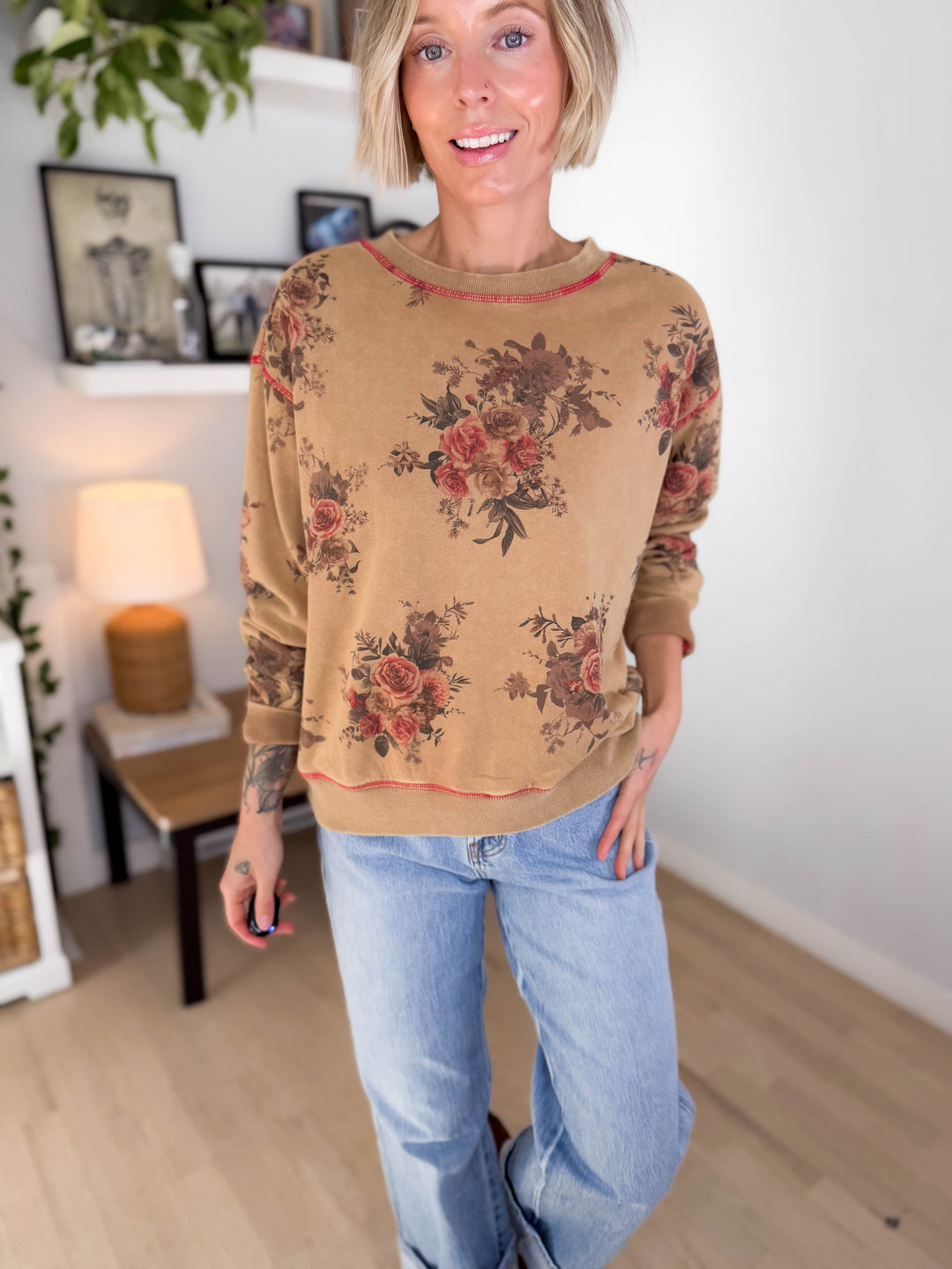 Nutmeg Floral Pullover- TOAST