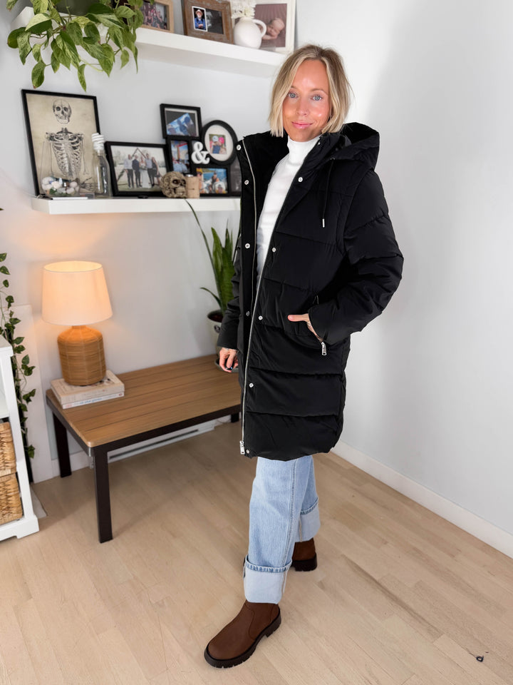 Only Dixie 2-In-1 Puffer Water Repellent Coat- BLACK