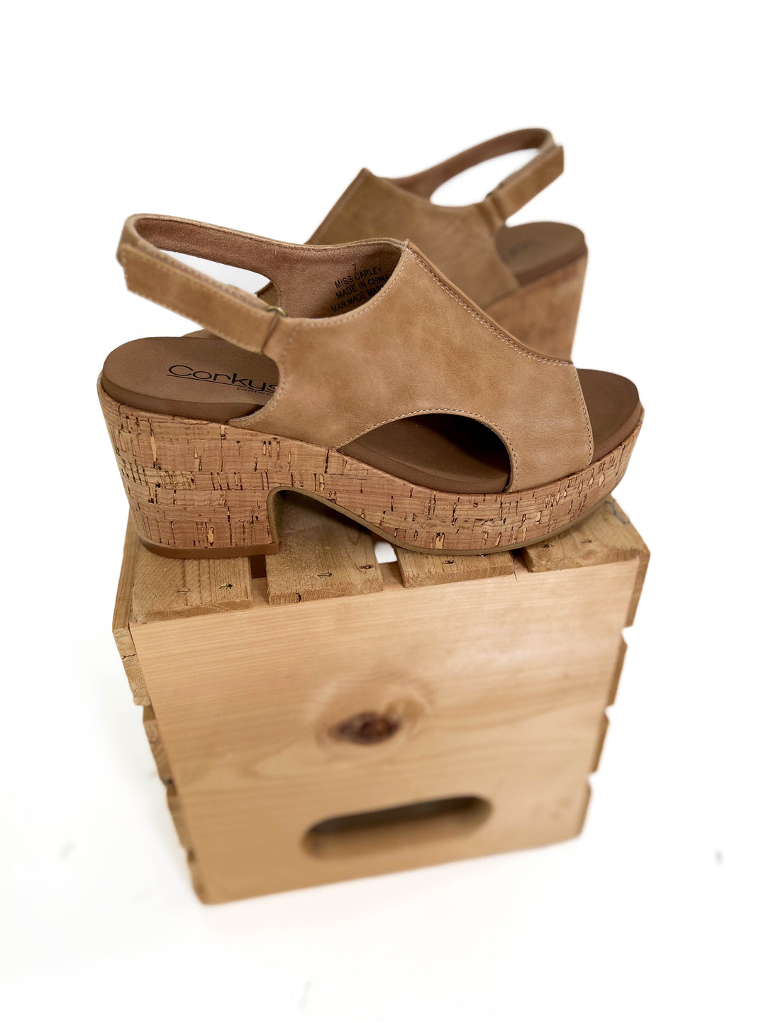 CORKYS  Miss Carley Comfort Heel Sandal- CARAMEL-FINAL SALE *10*