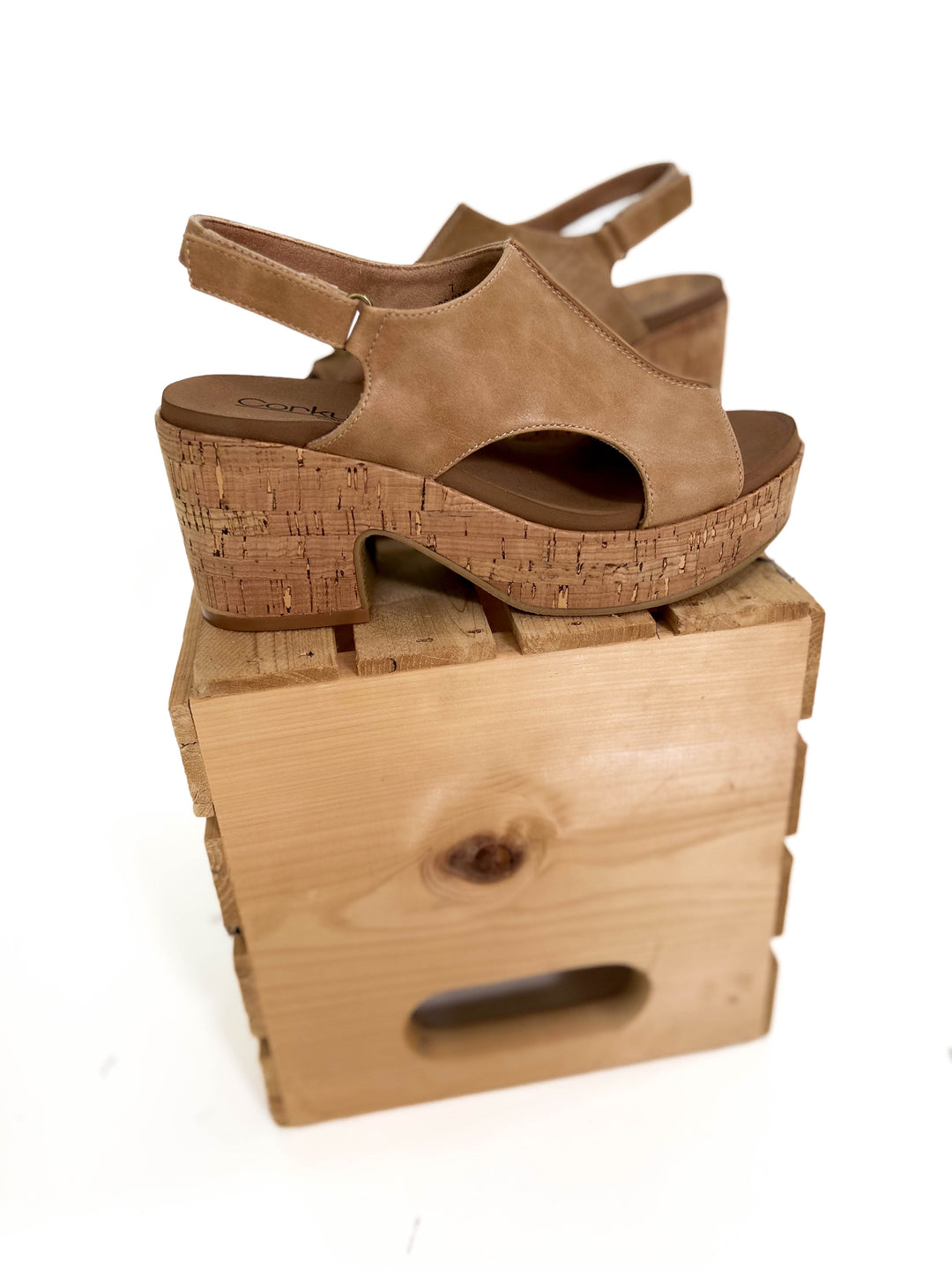 CORKYS  Miss Carley Comfort Heel Sandal- CARAMEL-FINAL SALE *10*