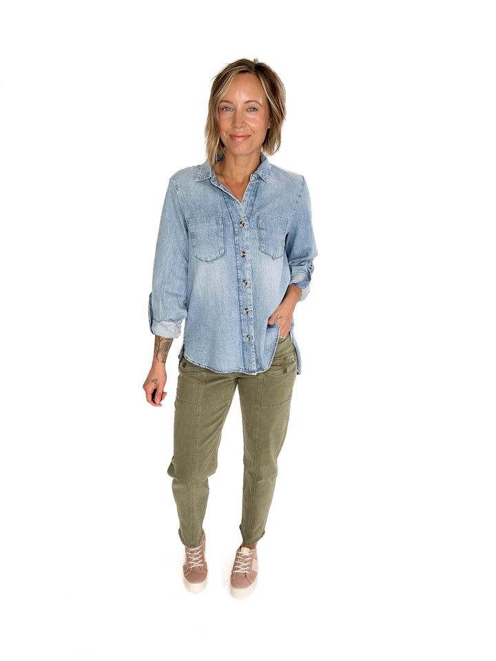 ONLY Yasmin Denim Button Down Top-FINAL SALE