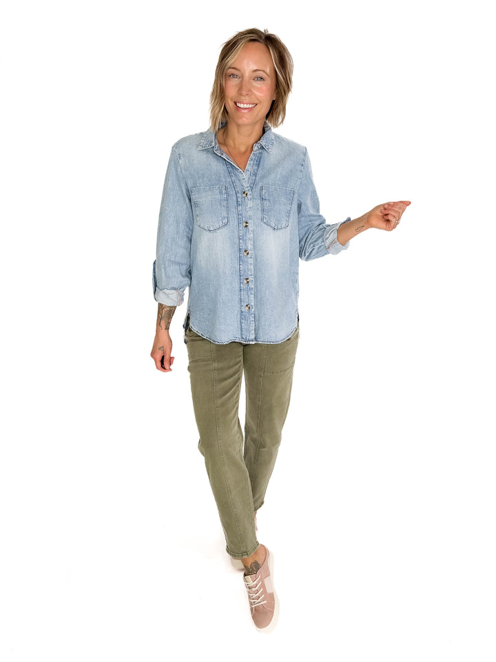 ONLY Yasmin Denim Button Down Top-FINAL SALE