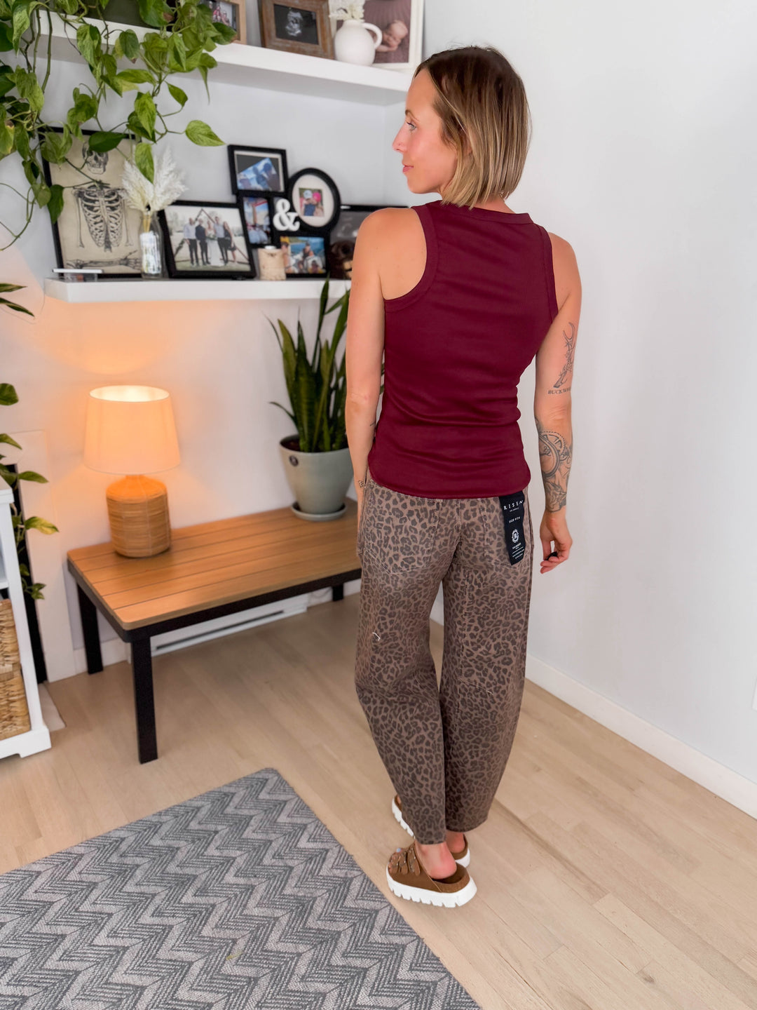 Beth Ribbed Tank Top- BURGUNDY