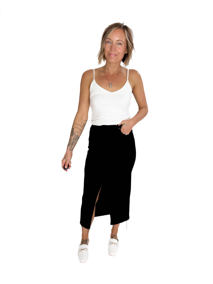 HIDDEN JEANS  Demi High Waist Denim Skirt- BLACK