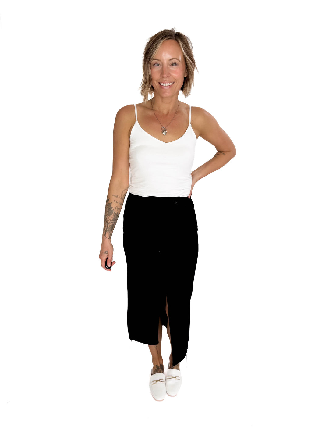 HIDDEN JEANS  Demi High Waist Denim Skirt- BLACK