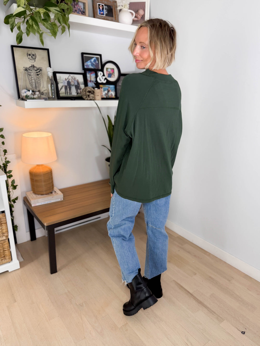 Mono B Scottie Pima Cotton Mockneck Long Sleeve- SYCAMORE