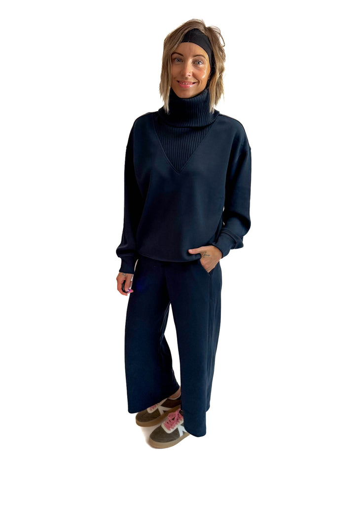 Lemmy Modal Cropped Wide Leg Pant- NAVY TEAL