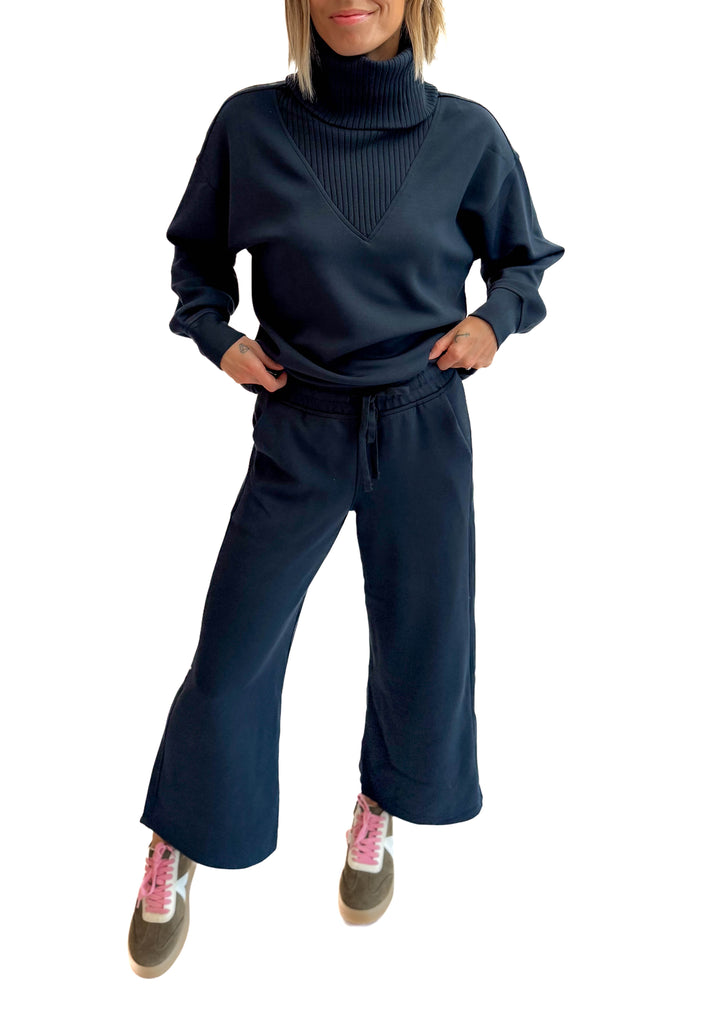 Lemmy Modal Cropped Wide Leg Pant- NAVY TEAL