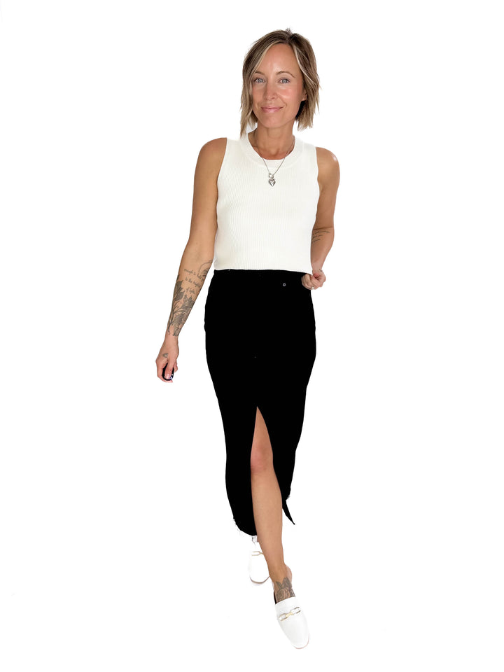 HIDDEN JEANS  Demi High Waist Denim Skirt- BLACK