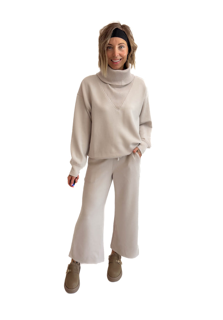 Lemmy Modal Ribbed Turtle Neck Pullover- MOCHA CREAM