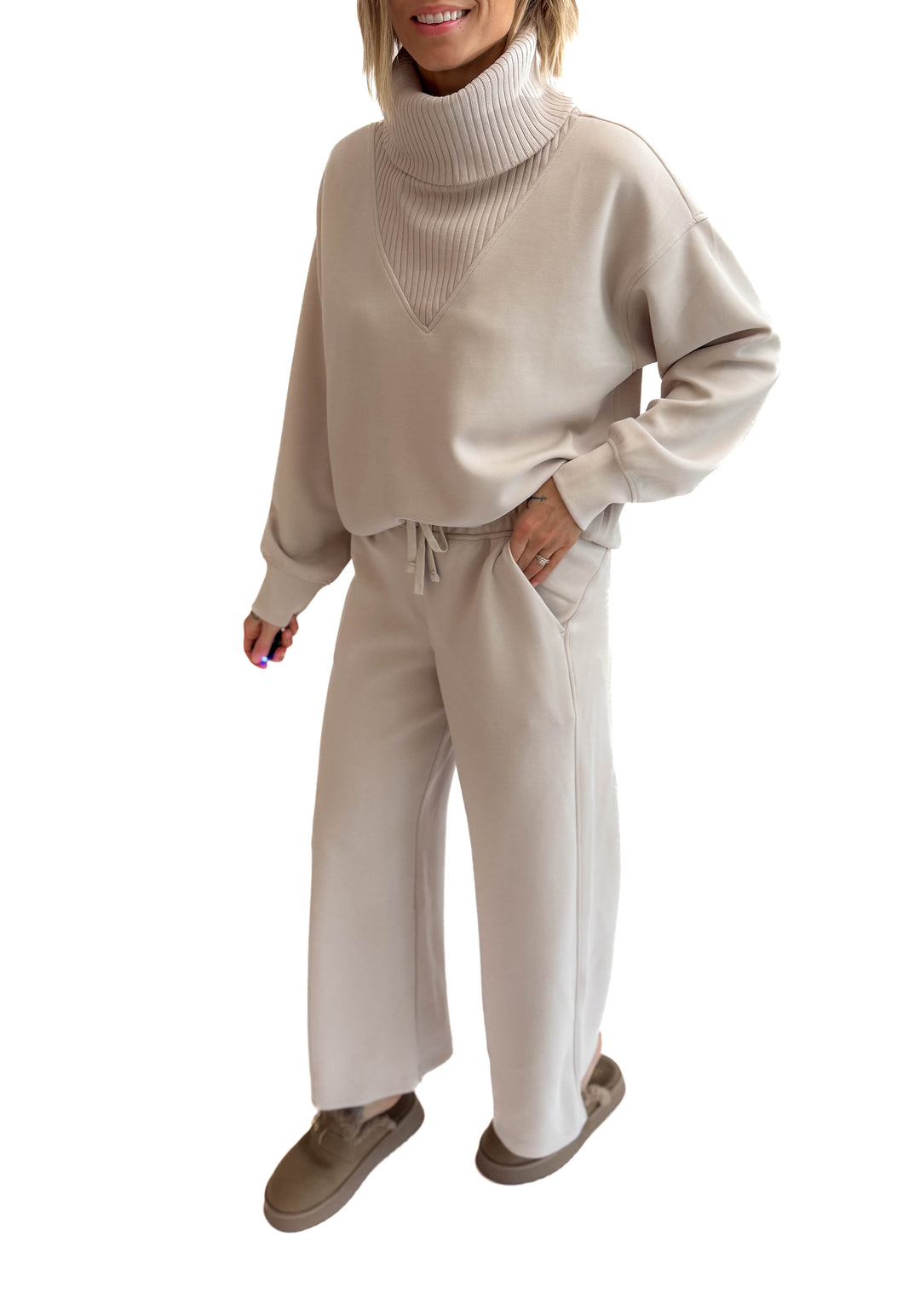 Lemmy Modal Cropped Wide Leg Pant- MOCHA CREAM