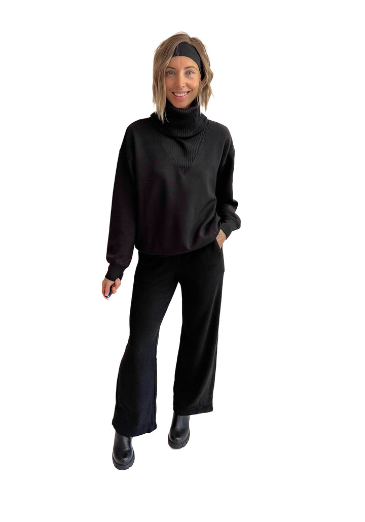 Lemmy Modal Ribbed Turtle Neck Pullover- BLACK