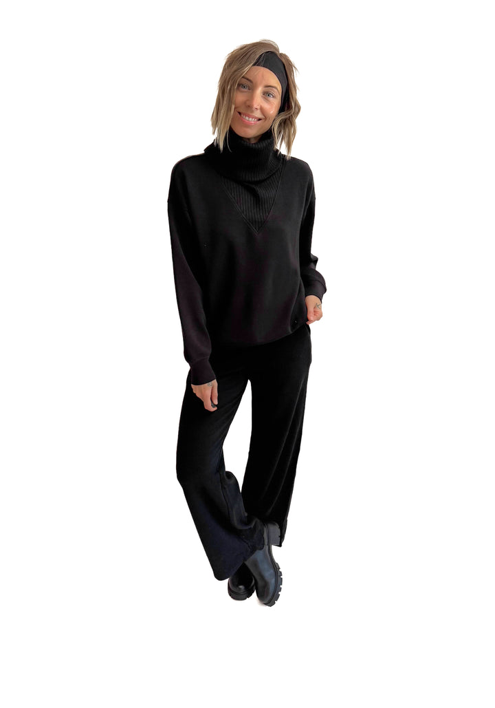 Lemmy Modal Ribbed Turtle Neck Pullover- BLACK