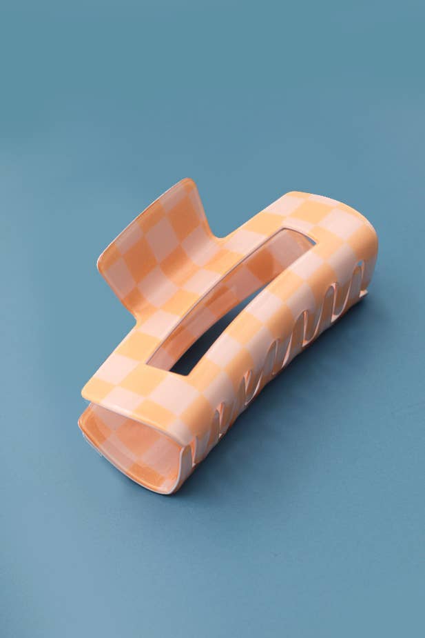 Jumbo Resin Checker Hair Claw Clips