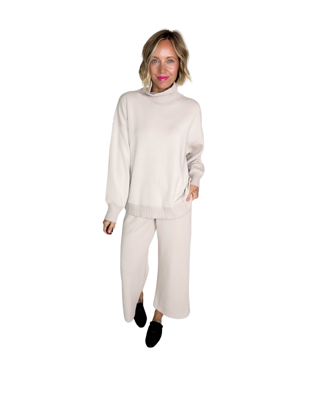 Brea Modal Mock Neck Pullover- MOCHA CREAM