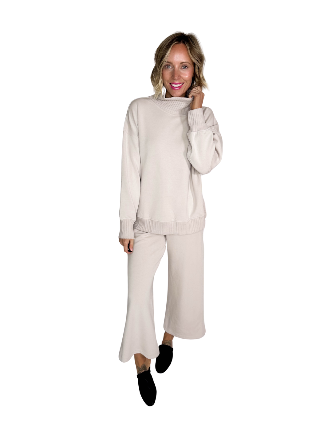 Brea Modal Mock Neck Pullover- MOCHA CREAM
