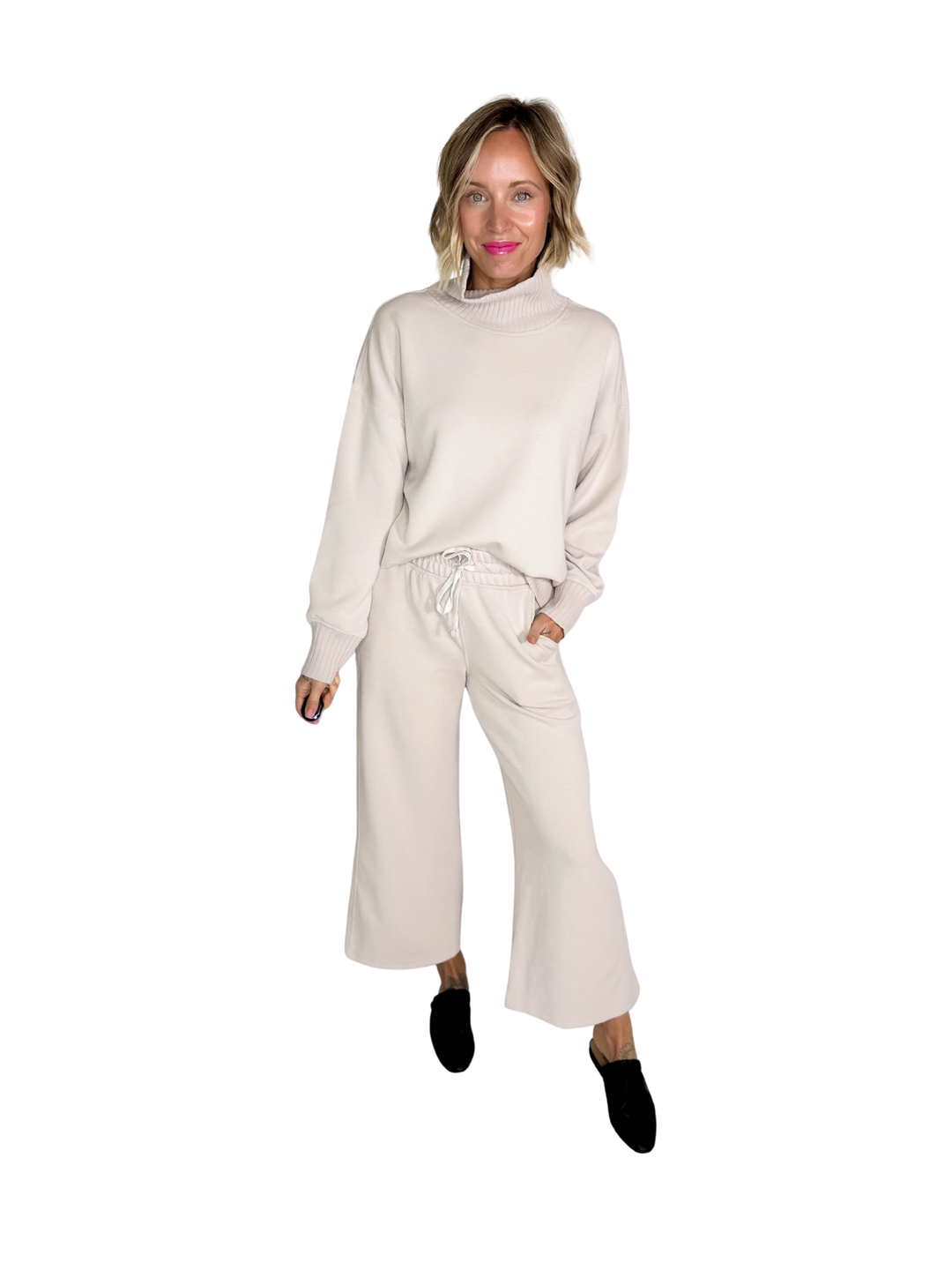 Brea Modal Mock Neck Pullover- MOCHA CREAM