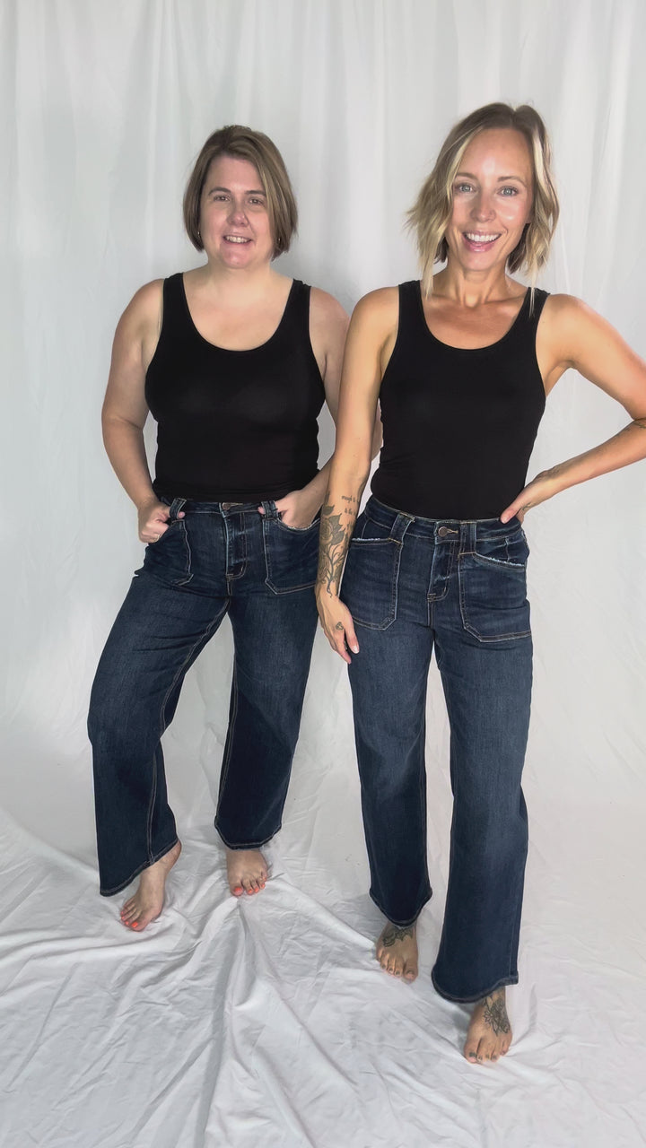 MICA Bonnie High Rise Patch Pocket Jean- DARK