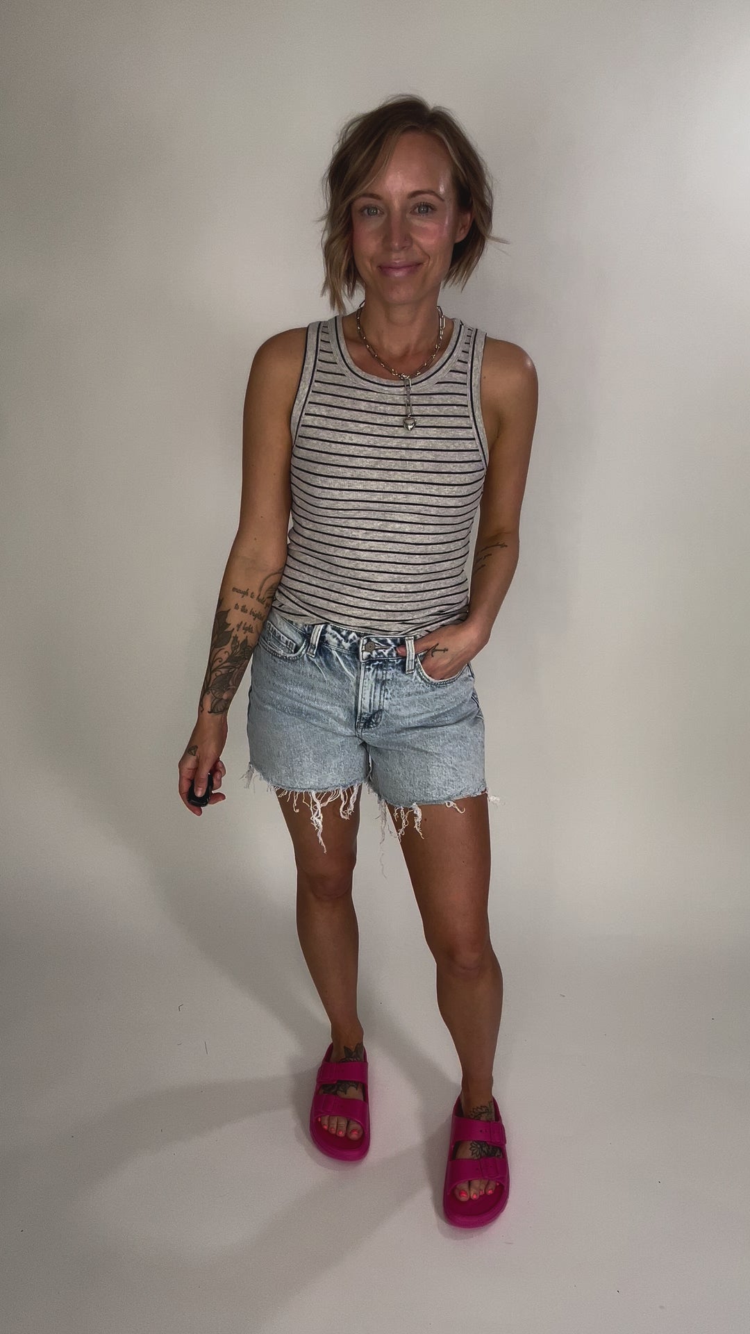 THREAD & SUPPLY Edlin Tank- HTHR GREY BLACK STRIPE