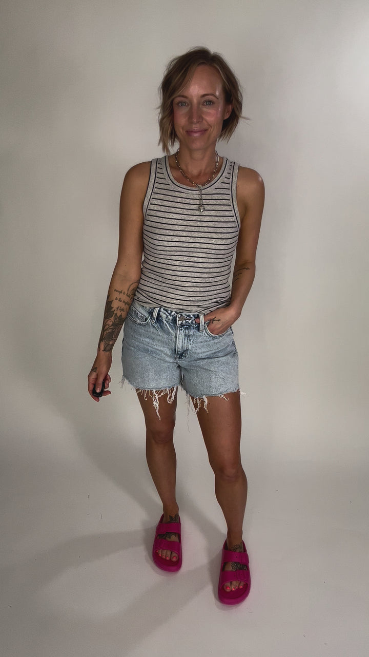 THREAD & SUPPLY Edlin Tank- HTHR GREY BLACK STRIPE