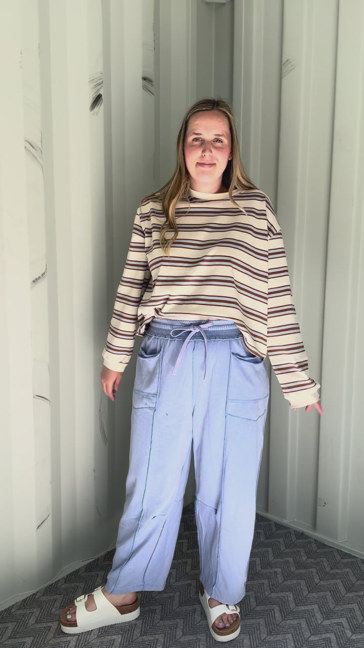 Amery Mineral Washed Barrel Pant- PERIWINKLE