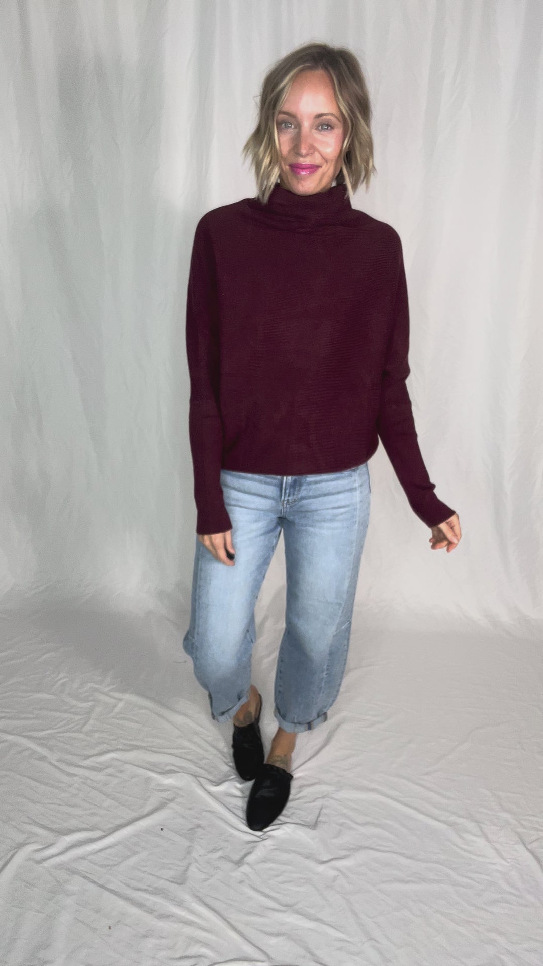 Wrenley Dolman Knit Sweater- MAROON