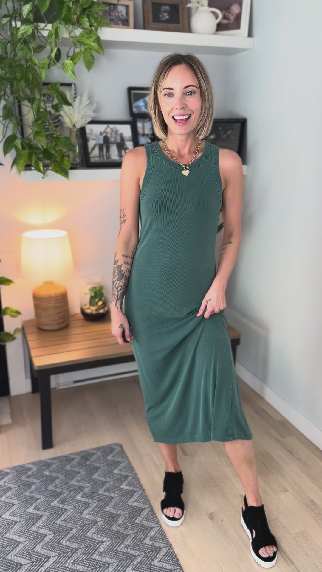 Summer Mist Tank Dress- HUNTER