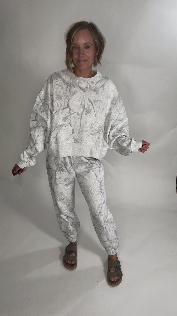 Chad Camouflage Dropped Shoulder Sweater- GREY