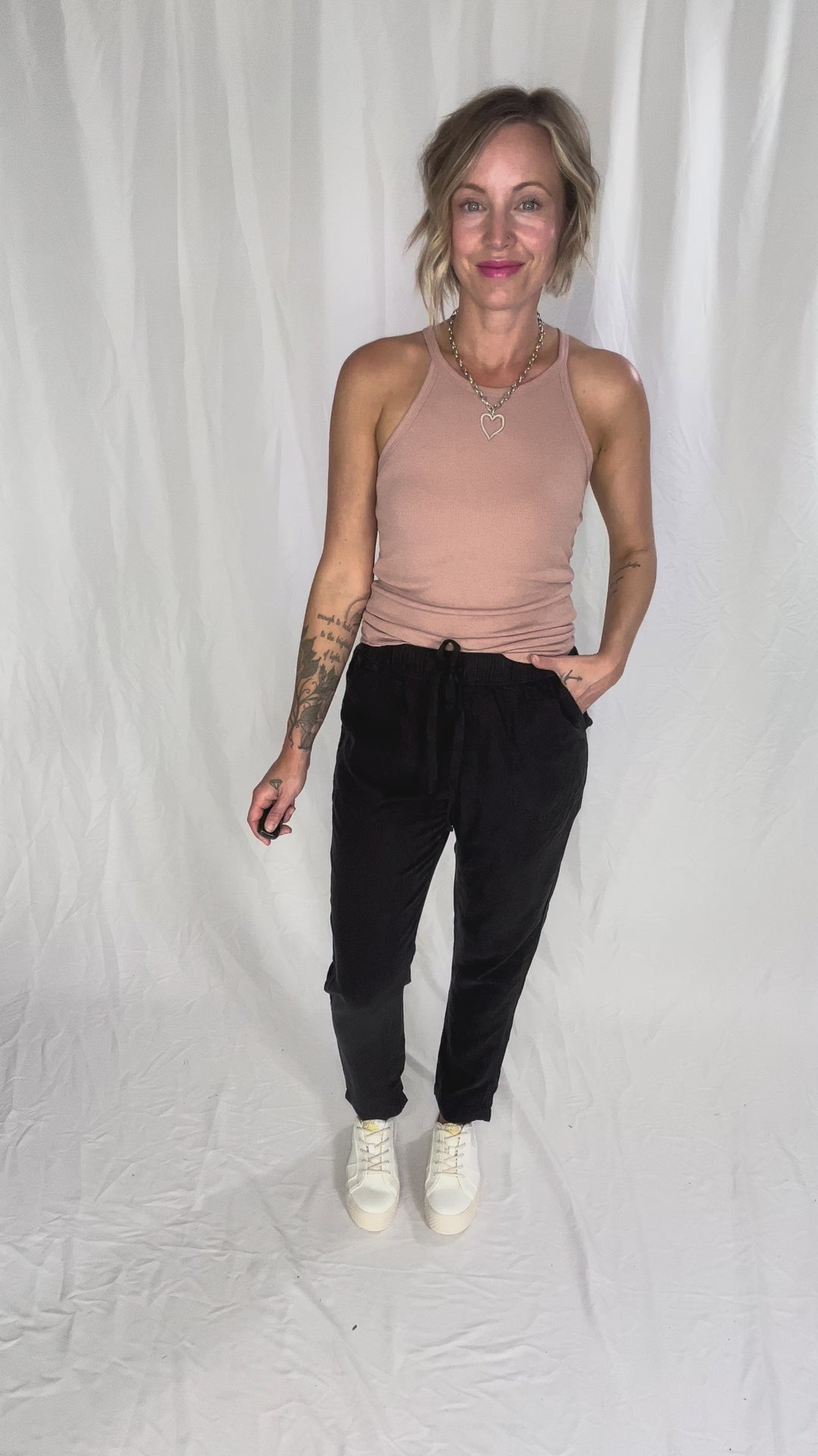 Belly Rib Knit Halter Cross Tank- GINGER-FINAL SALE