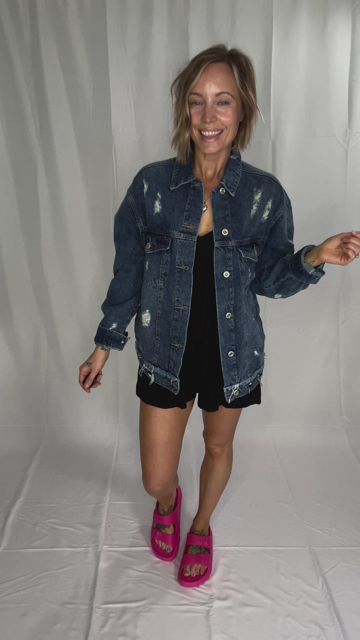 Modela Boyfriend Denim Jacket- DARK WASH-FINAL SALE