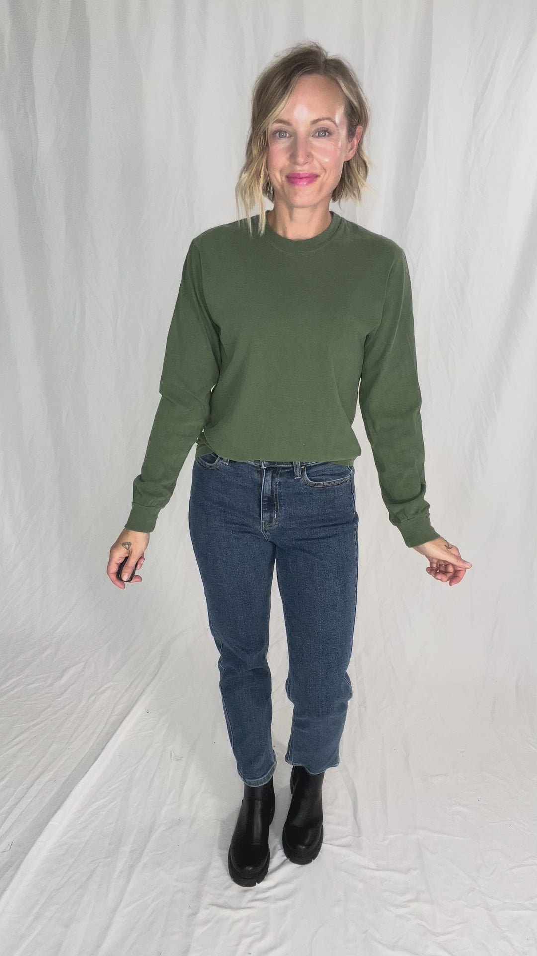 T+G Classic Washed Cotton Long Sleeve- HEMP