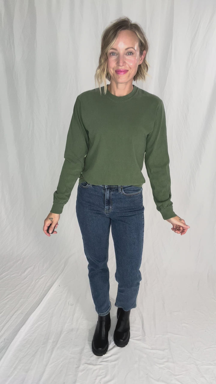 T+G Classic Washed Cotton Long Sleeve- HEMP