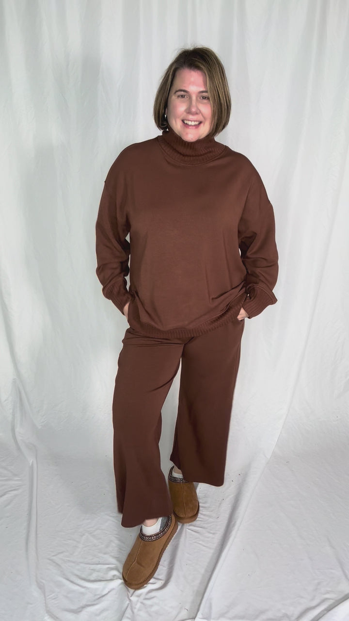 Brea Modal Mock Neck Pullover- CHESTNUT