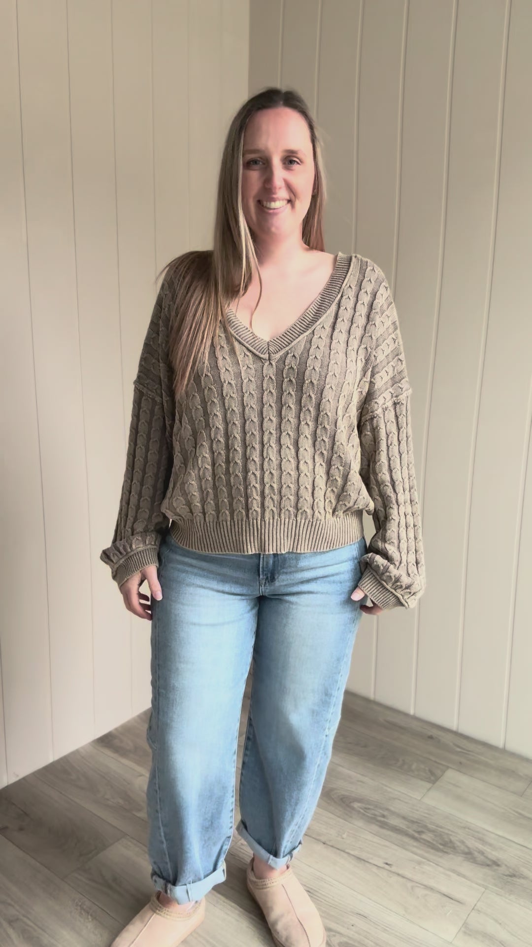 POL Olive Branch Knit Sweater- OLIVE